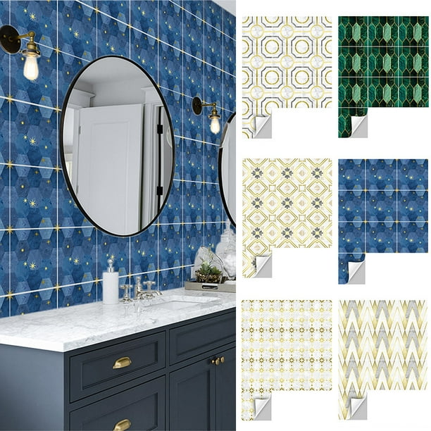 10PCS 3D Wall Stickers Self Adhesive Brick Tile Sticker Kitchen Bathroom Decor